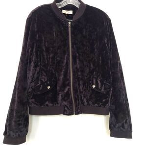 Cloud Chaser Crushed Velvet Jacket Womens XL Black Full Zip Pockets